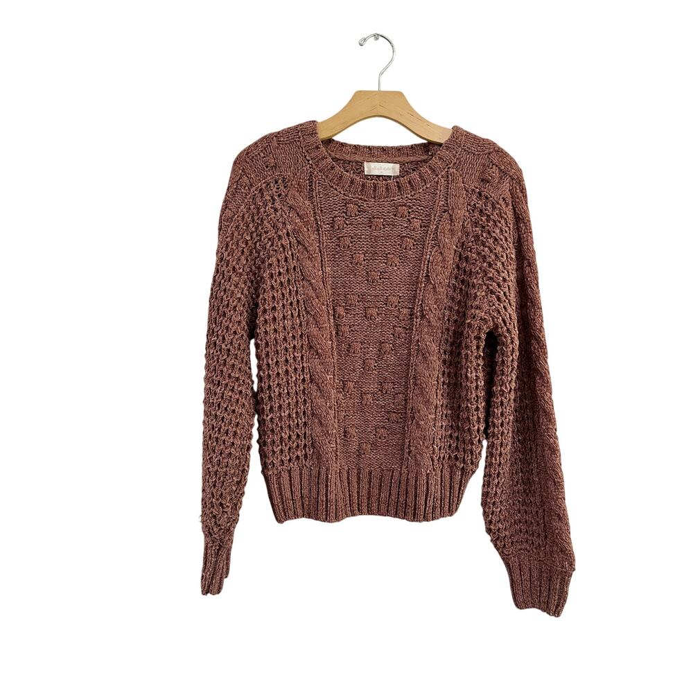 Altar'd State Chenille Open Knit Sweater‎ Brown Cozy Boho Size M NWT
